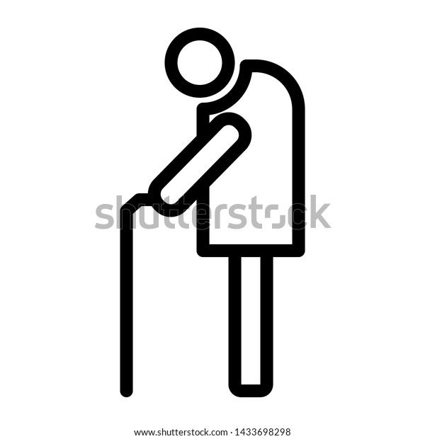 Elderly Icon Walking Stick Symbol Vector Stock Vector (Royalty Free ...