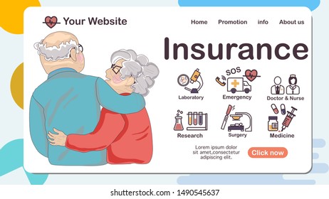 Elderly Insurance icon for pension, care senior parent, health life, sign symbol, Health Insurance, Elderly Vector, Social person and design for website.