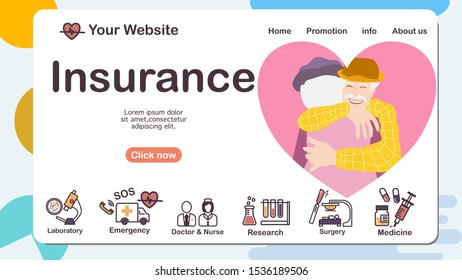 Elderly Insurance icon for pension, care senior parent, health life, sign symbol, Health Insurance, Elderly Vector, Social person and design for website.