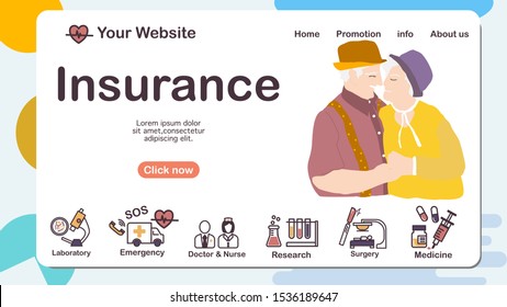 Elderly Insurance icon for pension, care senior parent, health life, sign symbol, Health Insurance, Elderly Vector, Social person and design for website.