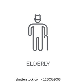 Elderly linear icon. Modern outline Elderly logo concept on white background from Insurance collection. Suitable for use on web apps, mobile apps and print media.
