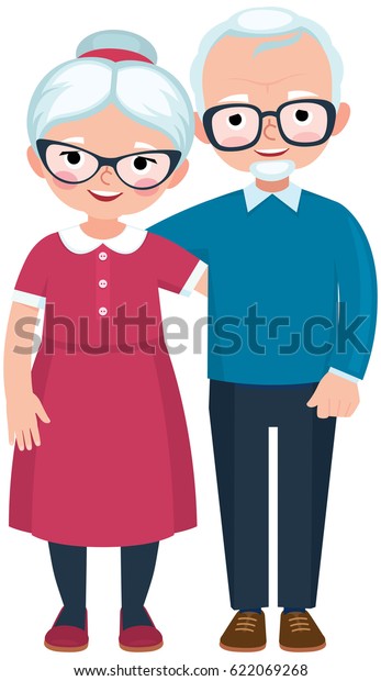 Elderly Loving Couple Husband Wife Full Stock Vector (Royalty Free ...