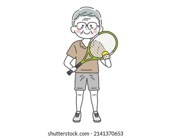 An Elderly Male Tennis Player.