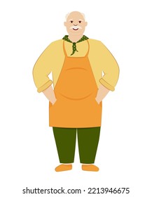 elderly man in apron. vector illustration in flat style