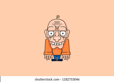 Elderly man background.Flat design style  vector illustration. Old age and retirement, the concept of leisure
