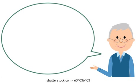Elderly man with blank text bubble,Balloon