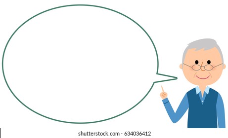 Elderly man with blank text bubble,Balloon