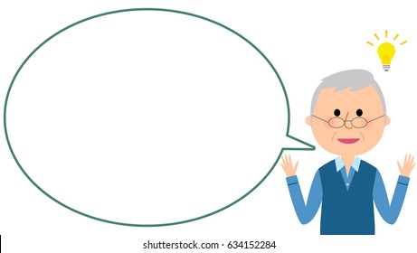 Elderly man with blank text bubble,Balloon