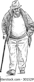 elderly man with a cane