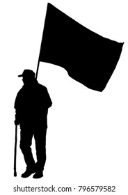 Hombre mayor con bastón de fondo blanco