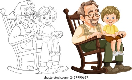 Elderly man and child sharing a moment in a chair