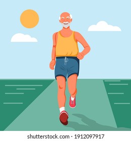 Un anciano está comprometido en correr.