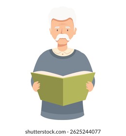 Elderly man is engrossed in a captivating book, finding joy and relaxation in the world of literature