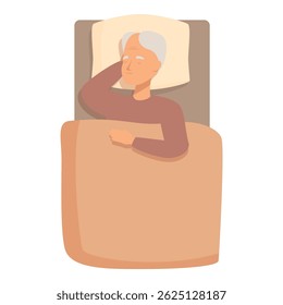 Elderly man enjoying a restful sleep, illustrating concepts of retirement, relaxation, and good health