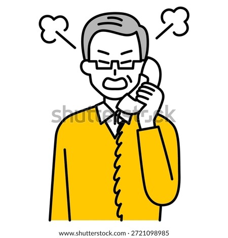 An elderly man getting angry on a landline phone call