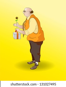  elderly man with   gift