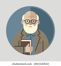 Elderly man with glasses and book