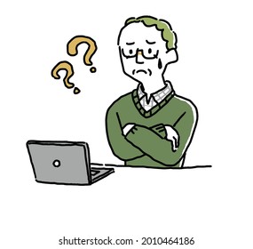 An elderly man with glasses that may not be understood on a computer