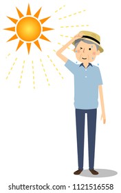 Elderly man going out wearing a hat