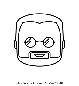 An elderly man, a grandfather with a beard and glasses.only the outline of a smiling face, icon, or avatar in a cartoon, flat style. Isolated vector illustration