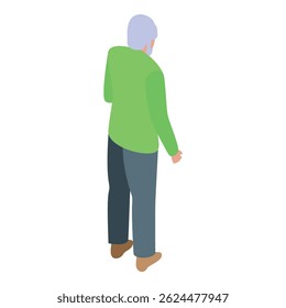 Elderly man with grey hair and beard is standing with his back to us