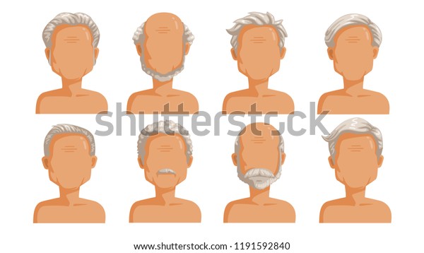 Elderly Man Hair Grey Hair Set Stock Vector Royalty Free 1191592840