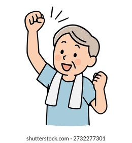 homem idoso feliz alegria expressão plana cor vetorial ilustração modelo design