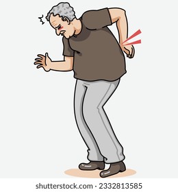 Elderly man has back pain vector.