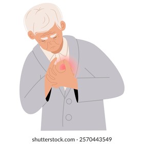 Elderly man having chest pains or heart attack 