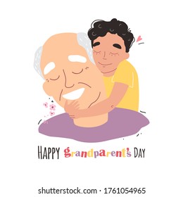 an elderly man is having fun with his grandson. happy grandparents day