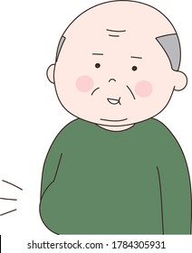 Elderly man having a pot belly. Vector illustration isolated on white background.