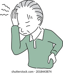 Elderly man with a headache