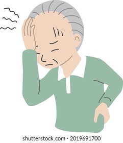 Elderly man with a headache