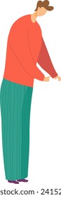 El anciano se quedó con dolor de espalda. Viejo con pobre ilustración vectorial de postura. Problemas de salud relacionados con la edad y malestar físico.