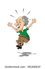 Elderly Man Jumping for Joy