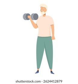 Elderly man is lifting a dumbbell, demonstrating the importance of staying active in old age