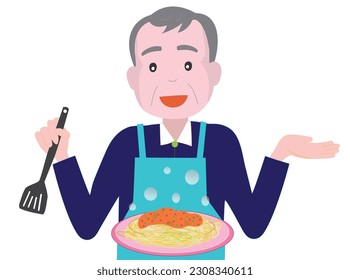 An elderly man living alone is cooking meat sauce.