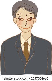 An elderly man with m glasses facing the front.