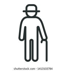 elderly man - minimal line web icon. simple vector illustration. concept for infographic, website or app.