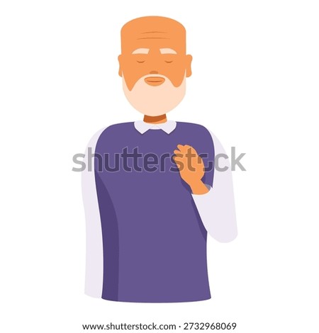 Elderly man placing hand on chest, expressing sincerity, respect, and gratitude