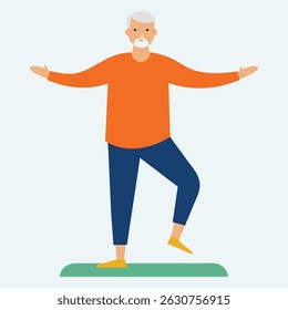 Exercício de equilíbrio de prática em idosos