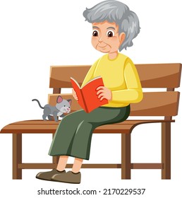 Leer y sentarse en la ilustración del banco