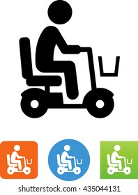 Elderly man riding a mobility scooter icon