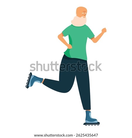Elderly man is roller skating, demonstrating the concept of staying active and fit in old age