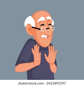 
Elderly Man Saying No Vector Cartoon illustration Character
Senior grandpa setting boundaries demanding respect 
