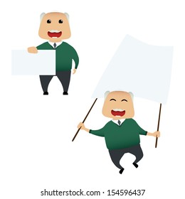 Elderly man set doing actions for use in advertising, presentations, brochures, blogs, documents and forms, etc.