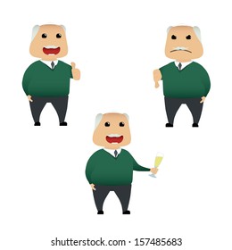 Elderly man set doing actions for use in advertising, presentations, brochures, blogs, documents and forms, etc.
