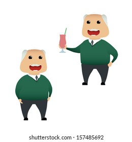 Elderly man set doing actions for use in advertising, presentations, brochures, blogs, documents and forms, etc.