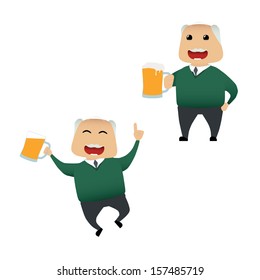 Elderly man set doing actions for use in advertising, presentations, brochures, blogs, documents and forms, etc.