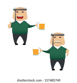 Elderly man set doing actions for use in advertising, presentations, brochures, blogs, documents and forms, etc.